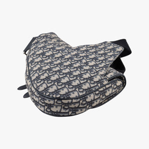 Vintage Christian Dior saddle Navy×Gray Jacquard×Leather bum bag/waist bag | stylenewstar