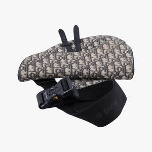 Vintage Christian Dior saddle Navy×Gray Jacquard×Leather bum bag/waist bag | stylenewstar