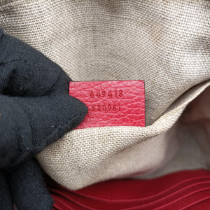 Pre-owned Gucci Bree Microguccissima Beige x red Canvas×Leather 449413 shoulderbag | stylenewstar