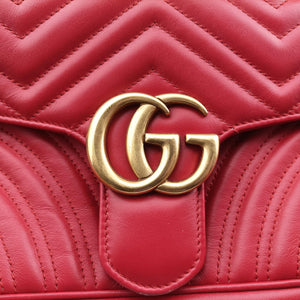 Secondhand Gucci GG Marmont Red Leather 443497 shoulderbag | stylenewstar