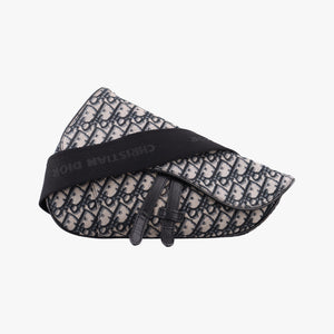 Pre-owned Christian Dior Saddlebags Gray×Navy×Black Jacquard×Leather bum bag/waist bag | stylenewstar