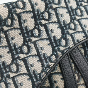 Pre-owned Christian Dior Saddlebags Gray×Navy×Black Jacquard×Leather bum bag/waist bag | stylenewstar