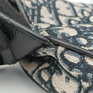Pre-owned Christian Dior Saddlebags Gray×Navy×Black Jacquard×Leather bum bag/waist bag | stylenewstar