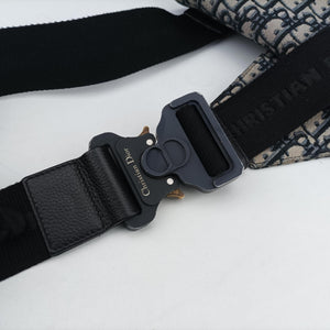 Pre-owned Christian Dior Saddlebags Gray×Navy×Black Jacquard×Leather bum bag/waist bag | stylenewstar