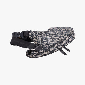 Pre-owned Christian Dior Saddlebags Gray×Navy×Black Jacquard×Leather bum bag/waist bag | stylenewstar