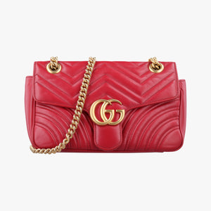 Pre-owned Gucci GG Marmont Red Leather 443497 shoulderbag | stylenewstar