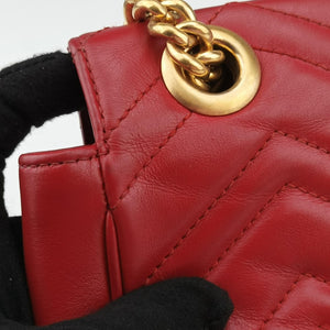 Pre-owned Gucci GG Marmont Red Leather 446744 shoulderbag | stylenewstar