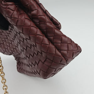 Pre-owned Bottega Veneta Intrecciato Olimpia Burgundy lambskin shoulderbag | stylenewstar