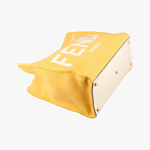 Pre-owned Fendi SUNSHINE Yellow Crochet×leather 8BH386 shoulderbag | stylenewstar