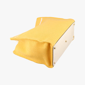 Pre-owned Fendi SUNSHINE Yellow Crochet×leather 8BH386 shoulderbag | stylenewstar