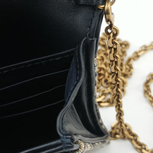 Pre-owned Christian Dior Saddle Navy×Gray jacquard×Leather shoulderbag | stylenewstar