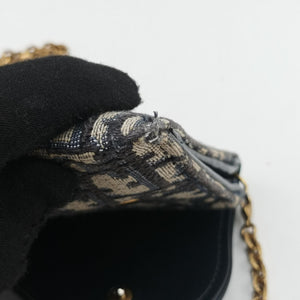 Pre-owned Christian Dior Saddle Navy×Gray jacquard×Leather shoulderbag | stylenewstar