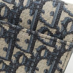 Pre-owned Christian Dior Saddle Navy×Gray jacquard×Leather shoulderbag | stylenewstar