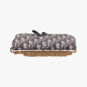 Pre-owned Christian Dior Saddle Navy×Gray jacquard×Leather shoulderbag | stylenewstar