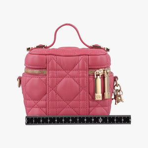 Pre-owned Christian Dior Lady Dior micro vanity RedPink lambskin shoulderbag | stylenewstar