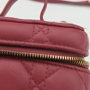 Pre-owned Christian Dior Lady Dior micro vanity RedPink lambskin shoulderbag | stylenewstar
