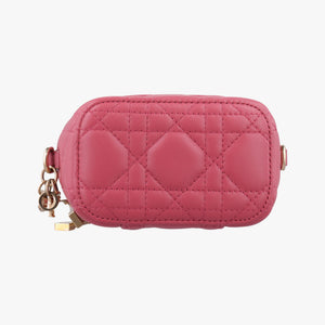 Pre-owned Christian Dior Lady Dior micro vanity RedPink lambskin shoulderbag | stylenewstar