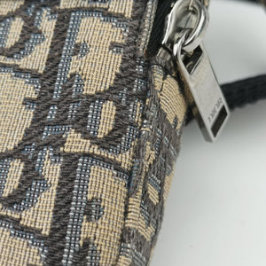 Vintage Christian Dior Safari Oblique Navy×Gray jacquard×Leather shoulderbag | stylenewstar