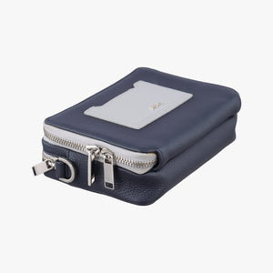Pre-owned Christian Dior Compact Messenger Navy × Grey Leather shoulderbag | stylenewstar