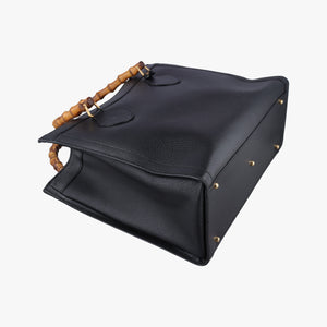 Pre-owned Gucci Bamboo Black Leather 002.28 handbag | stylenewstar