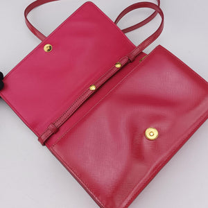 Pre-owned Prada Sling Bandoliera Red Patent SAFFIANO Leather shoulderbag | stylenewstar