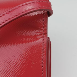 Pre-owned Prada Sling Bandoliera Red Patent SAFFIANO Leather shoulderbag | stylenewstar