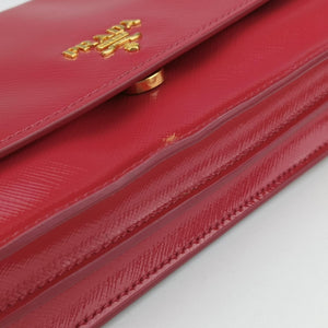 Pre-owned Prada Sling Bandoliera Red Patent SAFFIANO Leather shoulderbag | stylenewstar
