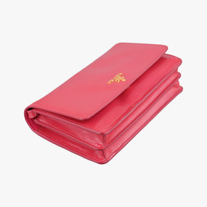 Pre-owned Prada Sling Bandoliera Red Patent SAFFIANO Leather shoulderbag | stylenewstar