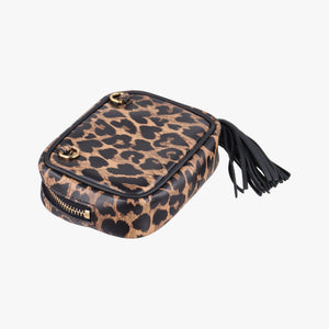 Pre-owned Yves Saint Laurent Baby Lou Leopard Print Heart Black×Brown Leather 650170 shoulderbag | stylenewstar