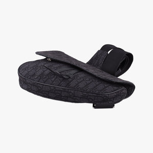 Secondhand Christian Dior Saddle Black Jacquard×Leather 1ADPO093YKY shoulderbag | stylenewstar