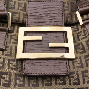 Pre-owned Fendi Zucchino Brown canvas×leather 8BN188 shoulderbag | stylenewstar