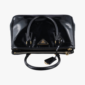 Pre-owned Prada Galleria Black patent 1BA274 shoulderbag | stylenewstar