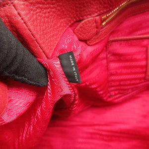 Pre-owned Prada Vitello Daino Top Handle Red Leather BN2420 handbag | stylenewstar