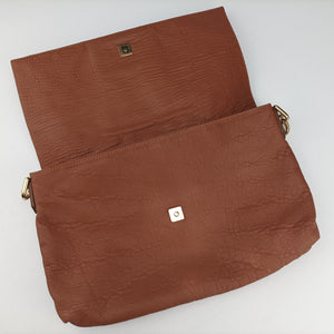 Pre-owned Fendi Mia Flap Brown Leather 8BT163 shoulderbag | stylenewstar