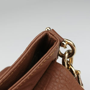 Pre-owned Fendi Mia Flap Brown Leather 8BT163 shoulderbag | stylenewstar