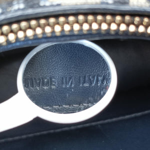 Pre-owned Christian Dior Saddle Navy×Gray Jacquard x Leather bum bag/waist bag | stylenewstar