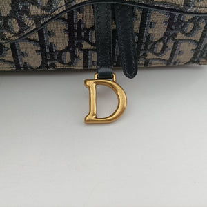 Pre-owned Christian Dior Saddle Navy×Gray Jacquard x Leather bum bag/waist bag | stylenewstar