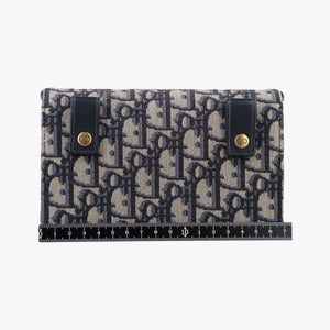 Pre-owned Christian Dior Saddle Navy×Gray Jacquard x Leather bum bag/waist bag | stylenewstar