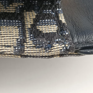 Pre-owned Christian Dior Saddle Navy×Gray Jacquard x Leather bum bag/waist bag | stylenewstar