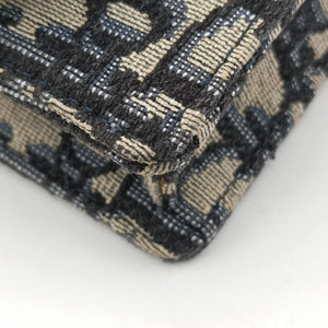 Pre-owned Christian Dior Saddle Navy×Gray Jacquard x Leather bum bag/waist bag | stylenewstar