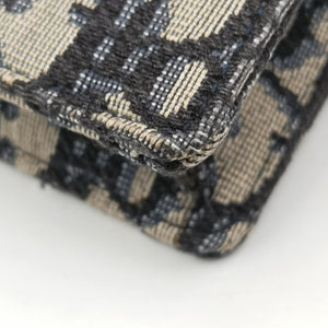 Pre-owned Christian Dior Saddle Navy×Gray Jacquard x Leather bum bag/waist bag | stylenewstar