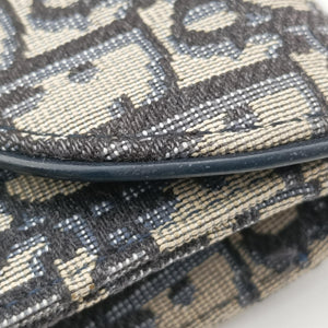 Pre-owned Christian Dior Saddle Navy×Gray Jacquard x Leather bum bag/waist bag | stylenewstar