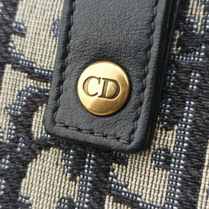 Pre-owned Christian Dior Saddle Navy×Gray Jacquard x Leather bum bag/waist bag | stylenewstar