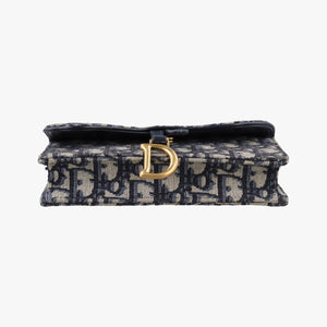 Pre-owned Christian Dior Saddle Navy×Gray Jacquard x Leather bum bag/waist bag | stylenewstar