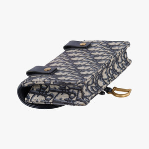 Pre-owned Christian Dior Saddle Navy×Gray Jacquard x Leather bum bag/waist bag | stylenewstar