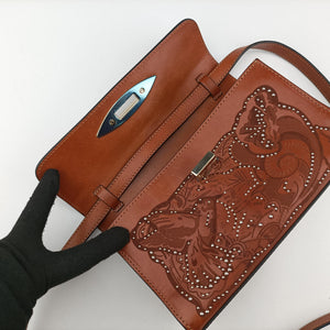 Pre-owned Red Valentino Studded Turn-Lock Brown Leather shoulderbag | stylenewstar