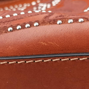 Pre-owned Red Valentino Studded Turn-Lock Brown Leather shoulderbag | stylenewstar