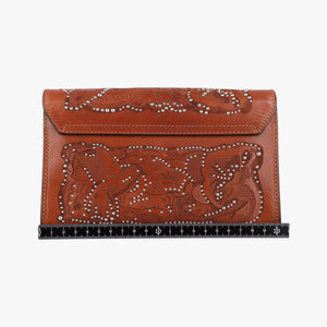 Pre-owned Red Valentino Studded Turn-Lock Brown Leather shoulderbag | stylenewstar