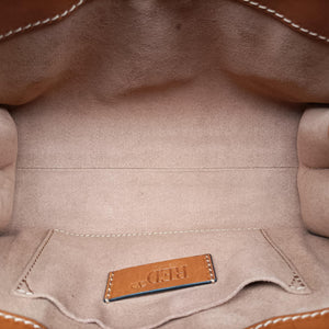Pre-owned Red Valentino Studded Turn-Lock Brown Leather shoulderbag | stylenewstar