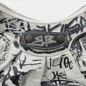 Pre-owned Balenciaga Le Cagole White × Black lambskin shoulderbag | stylenewstar